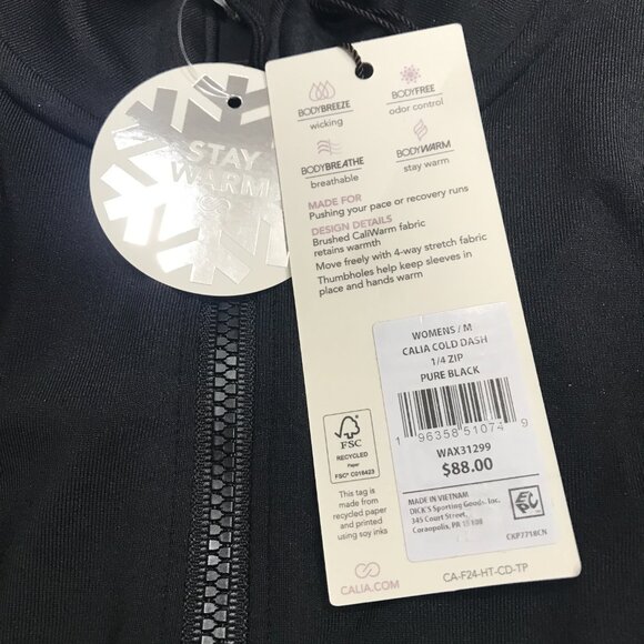 Calia Women's Cold Dash 1/4 Zip in Pure Black NWT - Picture 5 of 6